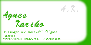 agnes kariko business card